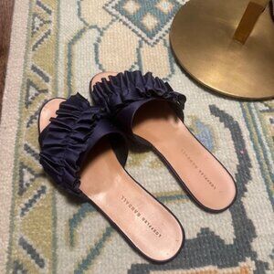 Loeffler Randall Rey Satin Ruffle Flat Sandal